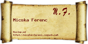 Micska Ferenc névjegykártya